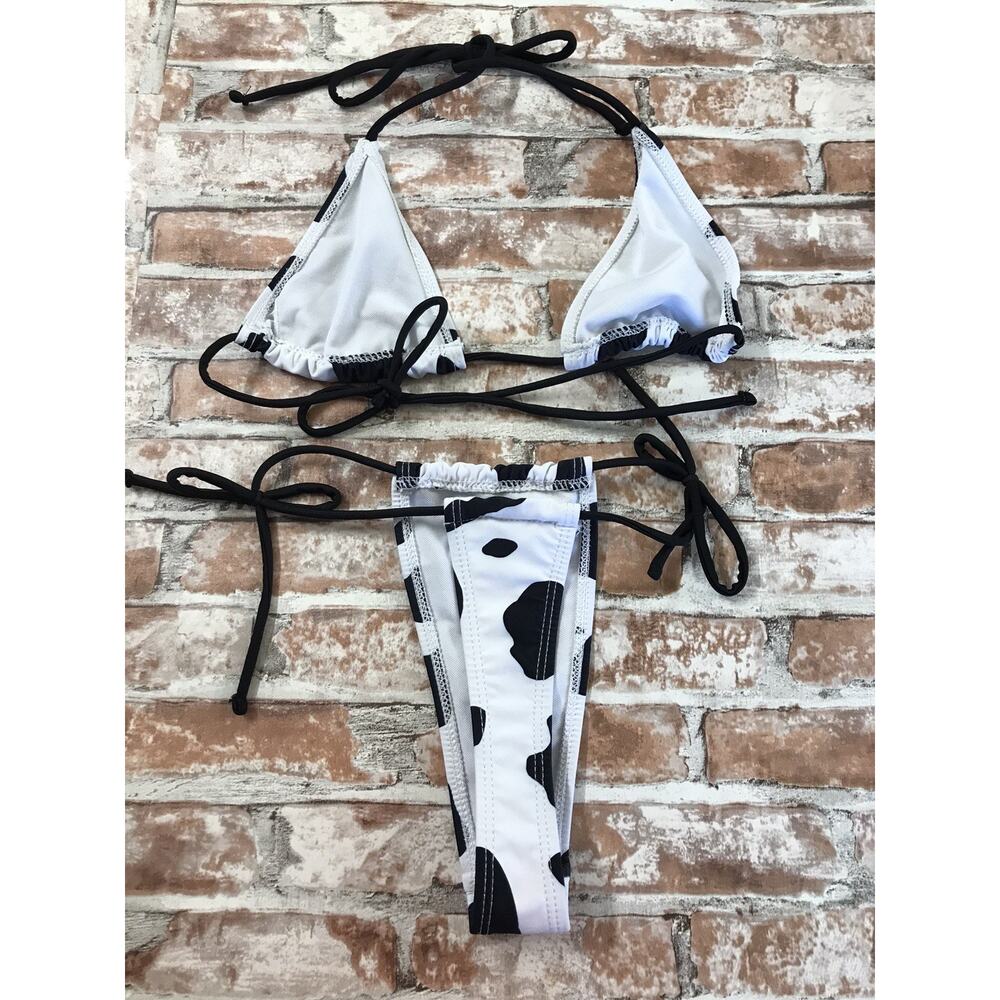 Sexy Women’s Bikini Set Mini Halterneck Triangle Top One Sm Cow DESIGN Swimsuit - Picture 5 of 5